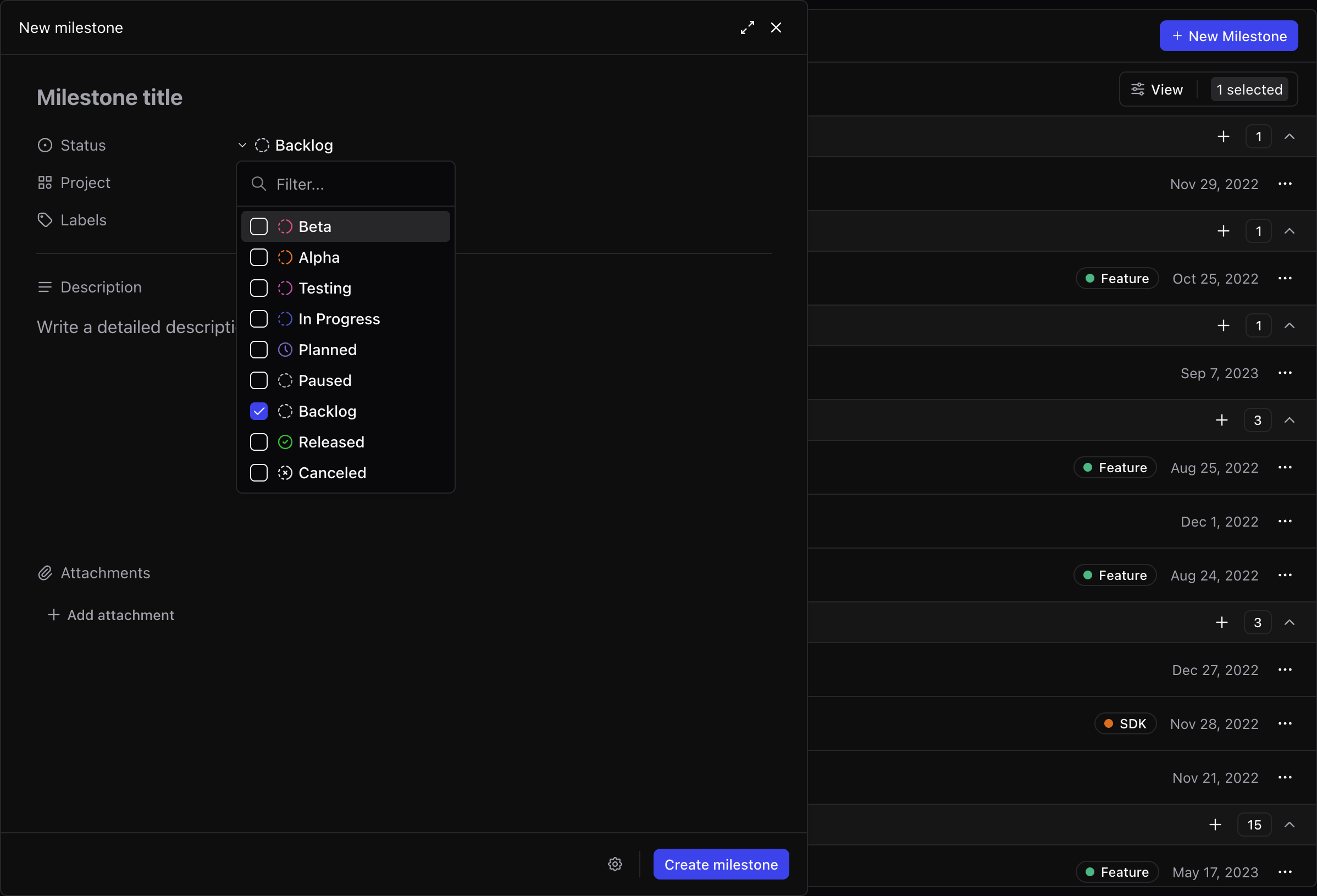 A screenshot of the roadmap plan page